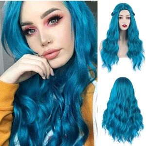 Mix Blue Long Wavy Wig